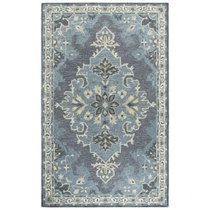 Alora Decor Cascade 9' x 12' Medallion Dk Gray/Blue Gray/Natural/Ivory Area Rug