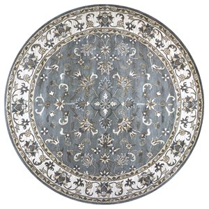 alora decor liberty 10' round border gray/tan/ivory hand-tufted area rug