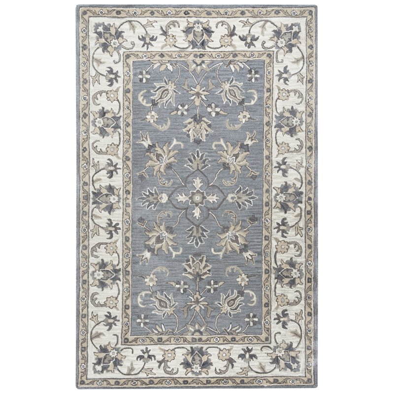 Alora Decor Liberty 10' x 14' Border Gray/Tan/Ivory Hand-Tufted Area Rug