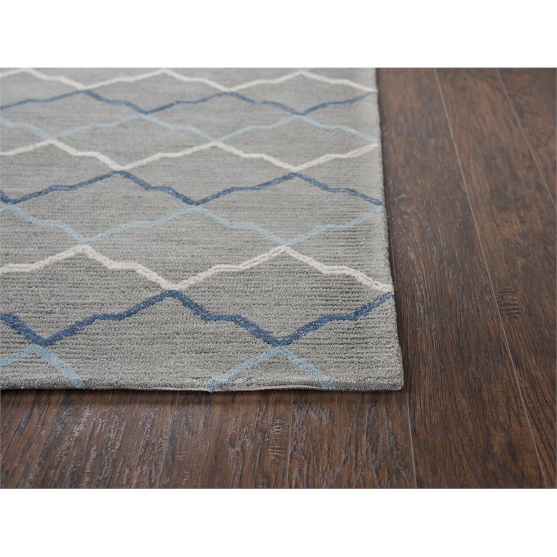 Alora Decor Cascade 9' x 12' Gray/Natural/Gray/Aqua Hand-Tufted Area Rug
