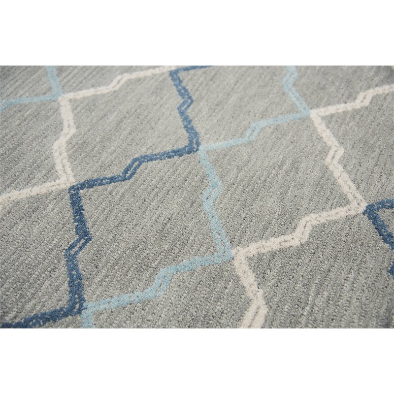 Alora Decor Cascade 9' x 12' Gray/Natural/Gray/Aqua Hand-Tufted Area Rug