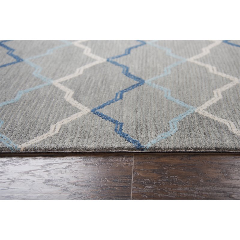 Alora Decor Cascade 9' x 12' Gray/Natural/Gray/Aqua Hand-Tufted Area Rug