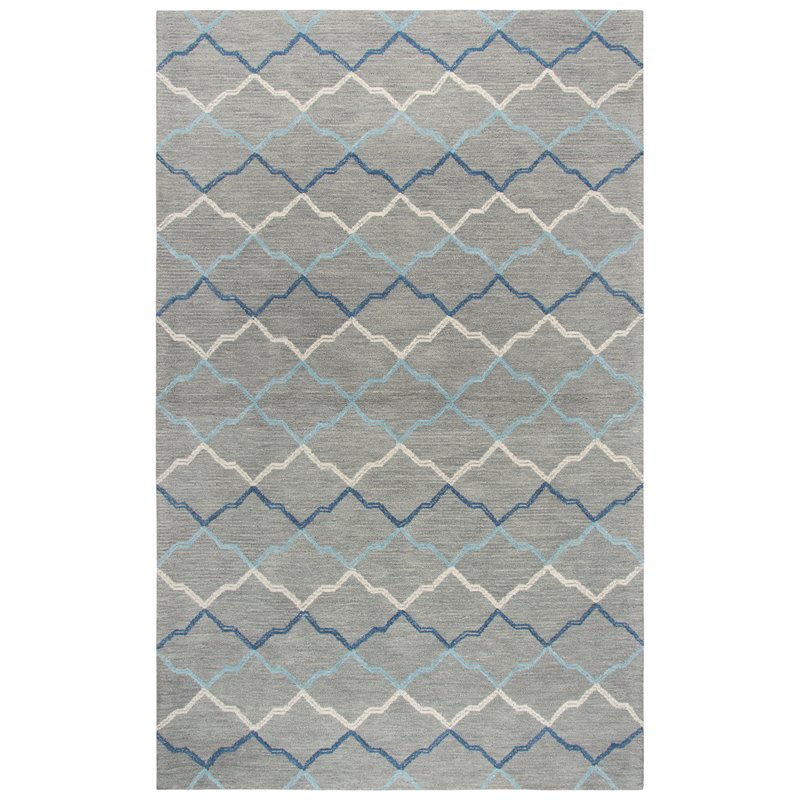 Alora Decor Cascade 9' x 12' Gray/Natural/Gray/Aqua Hand-Tufted Area Rug