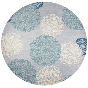 Alora Decor Charming 10' Round Blue/Gray/Rust/Blue Hand-Tufted Area Rug