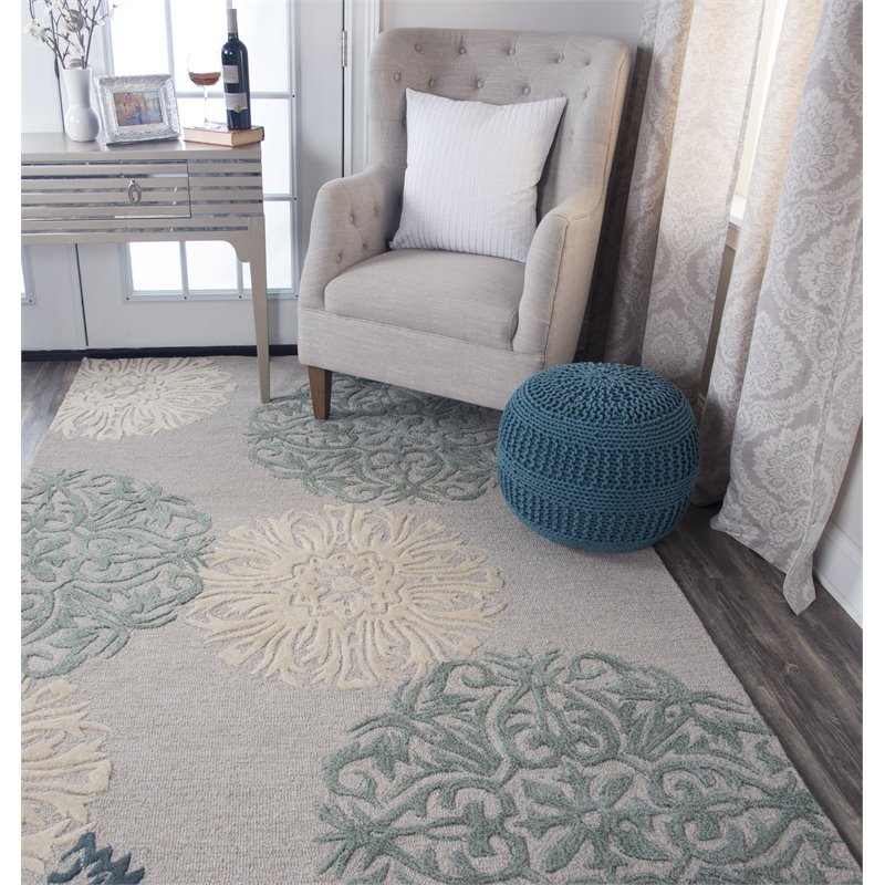 Alora Decor Charming 9' x 12' Medallion Blue/Gray/Rust/Blue Hand-Tufted Area Rug