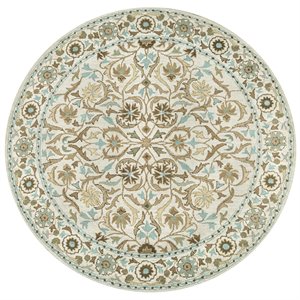 alora decor crypt 10' round border blue/ivory hand-tufted area rug