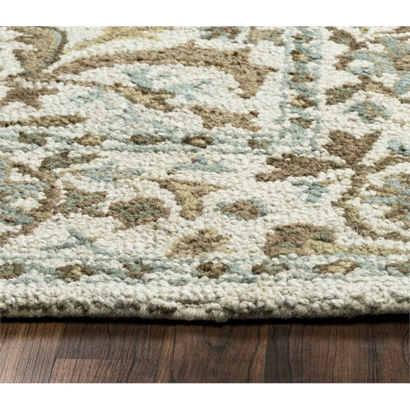 Alora Decor Crypt 9' x 12' Border Blue/Ivory Hand-Tufted Area Rug