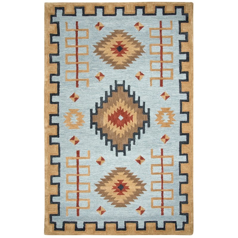 Alora Decor Durango 10' x 13' Tribal Lt. Blue/Multi Hand-Tufted Area Rug