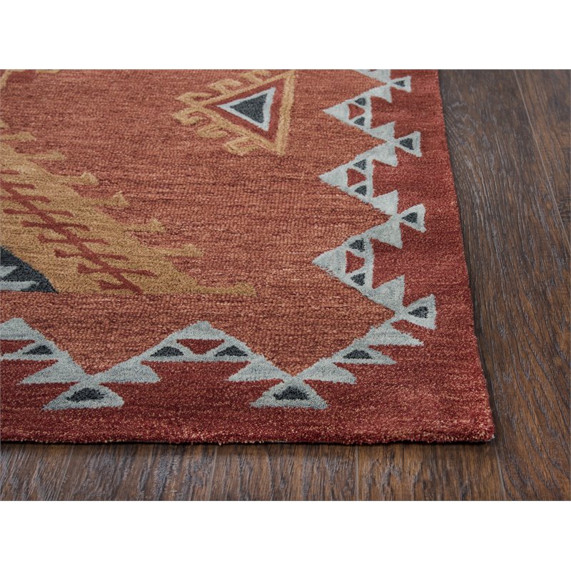 Alora Decor Durango 10' x 13' Southwest/Tribal Rust/Multi Hand-Tufted Area Rug