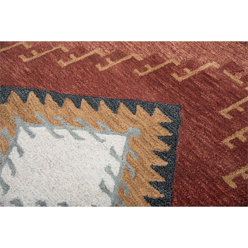 Alora Decor Durango 10' x 13' Southwest/Tribal Rust/Multi Hand-Tufted Area Rug