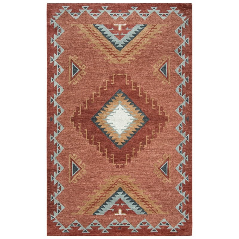 Alora Decor Durango 10' x 13' Southwest/Tribal Rust/Multi Hand-Tufted Area Rug