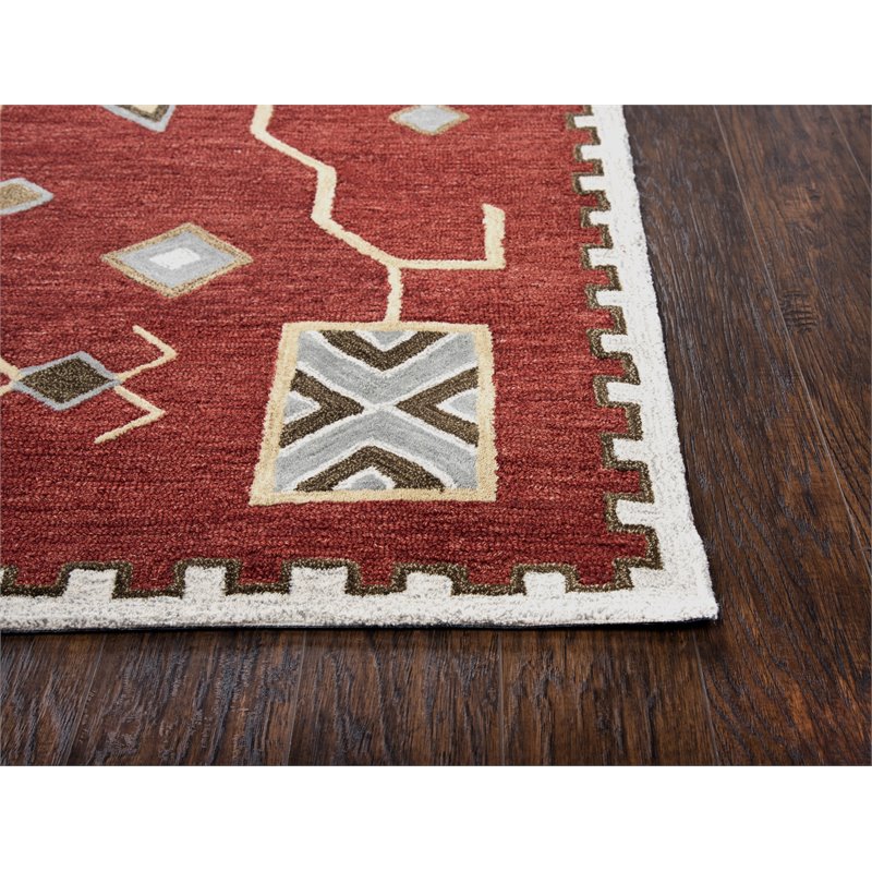 Alora Decor Durango 10' x 13' Southwest/Tribal Red/Multi Hand-Tufted Area Rug