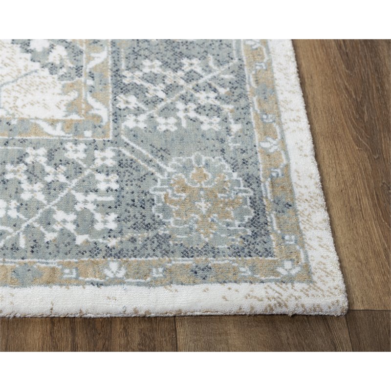 Alora Decor Elect 9' x 12' Ivory/Blue/Brown/Gray Power-Loomed/Hybrid Area Rug