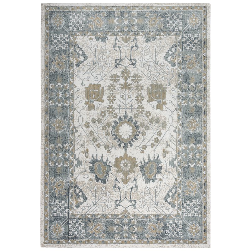 Alora Decor Elect 9' x 12' Ivory/Blue/Brown/Gray Power-Loomed/Hybrid Area Rug