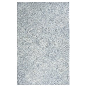 Alora Decor London 9' x 12' Trellis Blue/Gray/Rust/Blue Hand-Tufted Area Rug