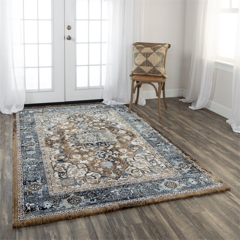 Alora Decor Elect 10' x 13' Multi/Blue/Brown Power-Loomed/Hybrid Area Rug