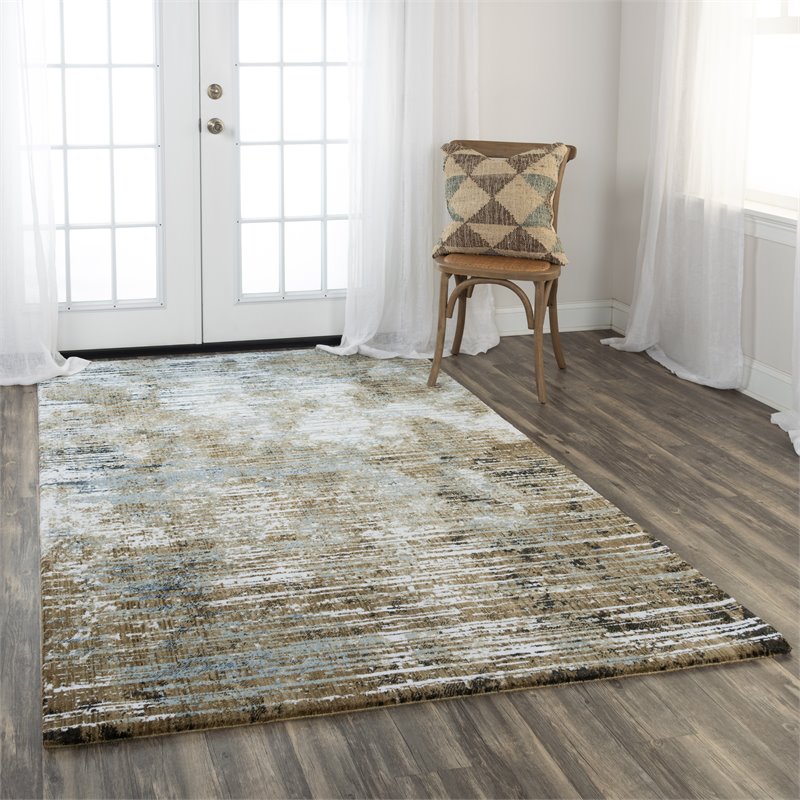 Alora Decor Elect 9' x 12' Beige/Blue/Brown Power-Loomed/Hybrid Area Rug