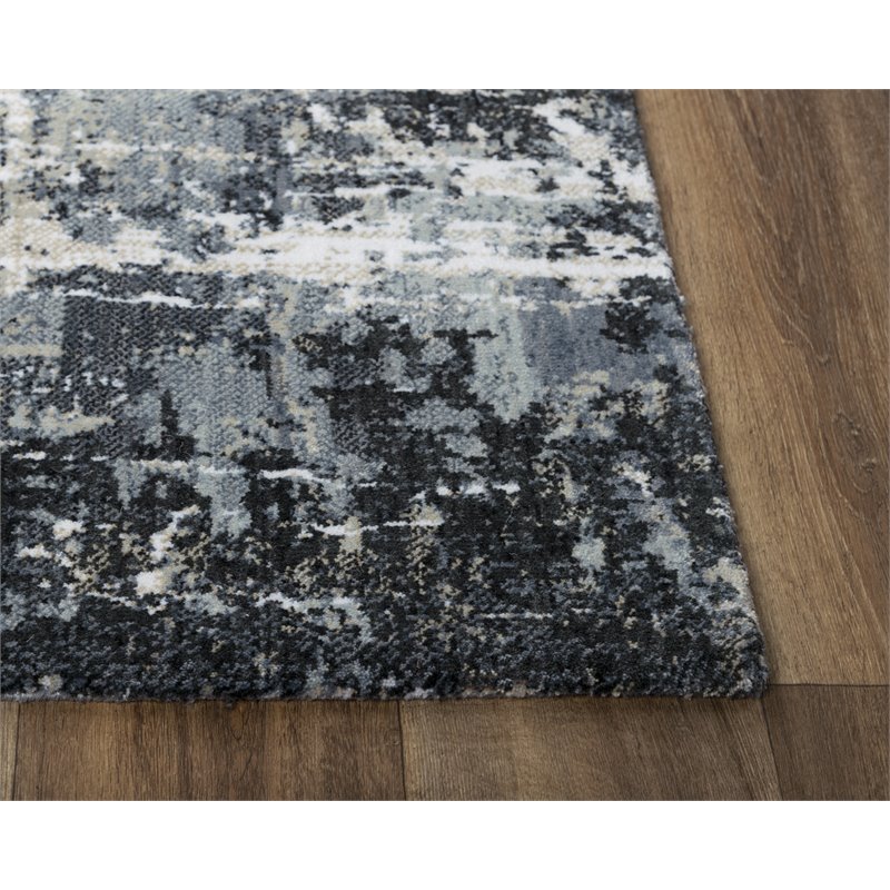 Alora Decor Elect 9' x 12' Abstract Gray/Gray /Blue Power-Loomed/Hybrid Area Rug