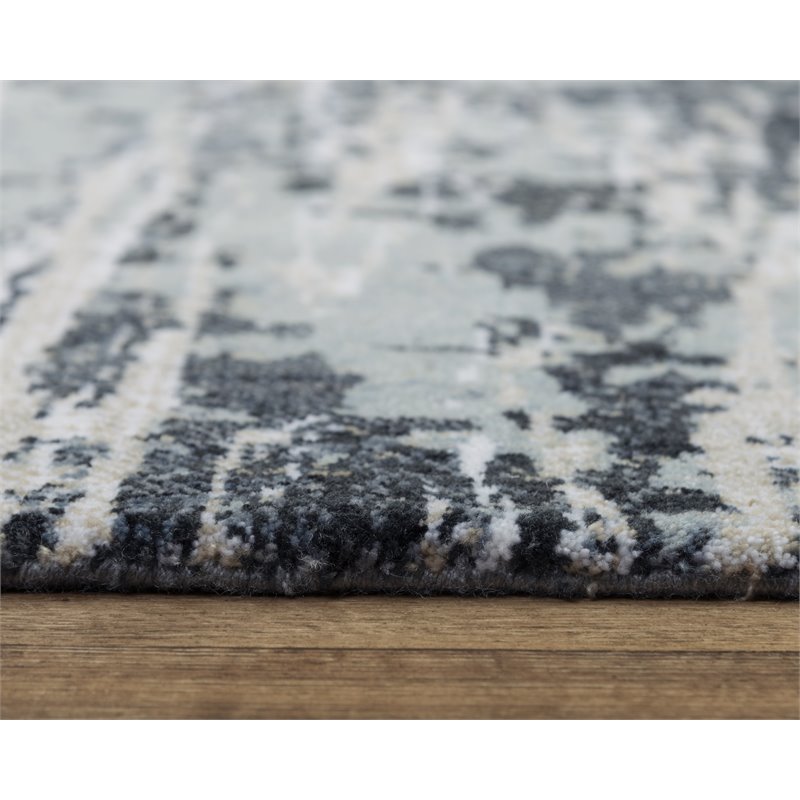 Alora Decor Elect 9' x 12' Abstract Gray/Gray /Blue Power-Loomed/Hybrid Area Rug