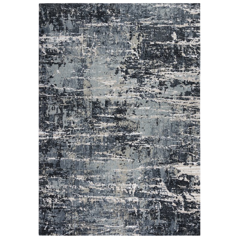 Alora Decor Elect 9' x 12' Abstract Gray/Gray /Blue Power-Loomed/Hybrid Area Rug