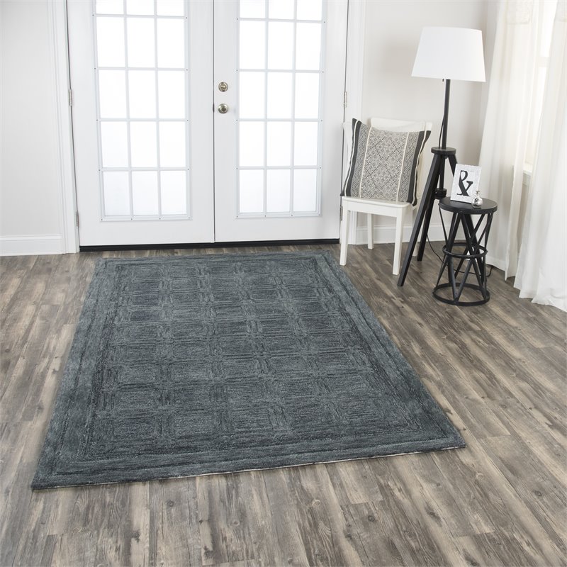 Alora Decor Emerson 9' x 12' Squares Dk. Grey/Gray/Rust/Blue Area Rug