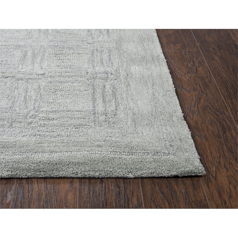 Alora Decor Emerson 9' x 12' Squares Grey/Gray/Rust/Blue Hand-Tufted Area Rug