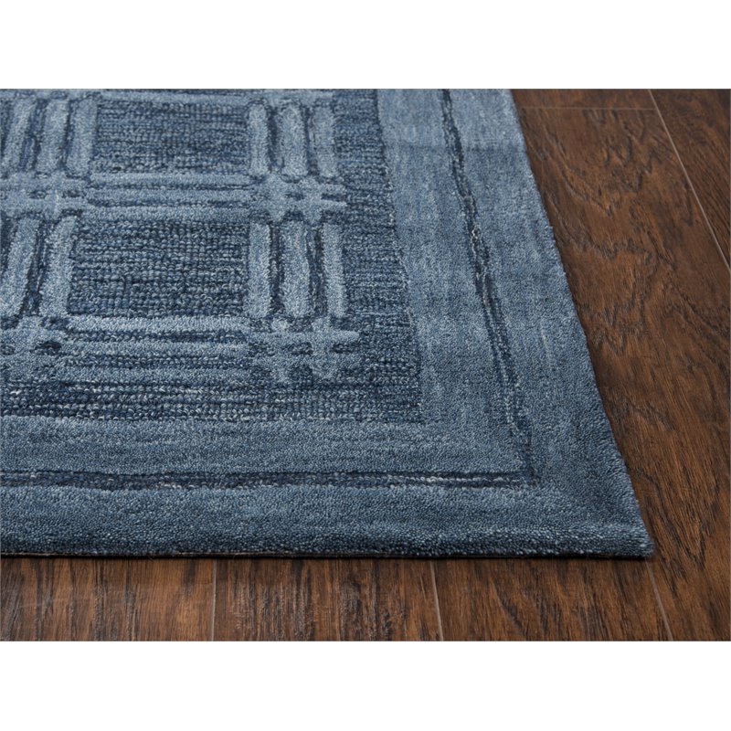 Alora Decor Emerson 9' x 12' Squares Blue/Gray/Rust/Blue Hand-Tufted Area Rug