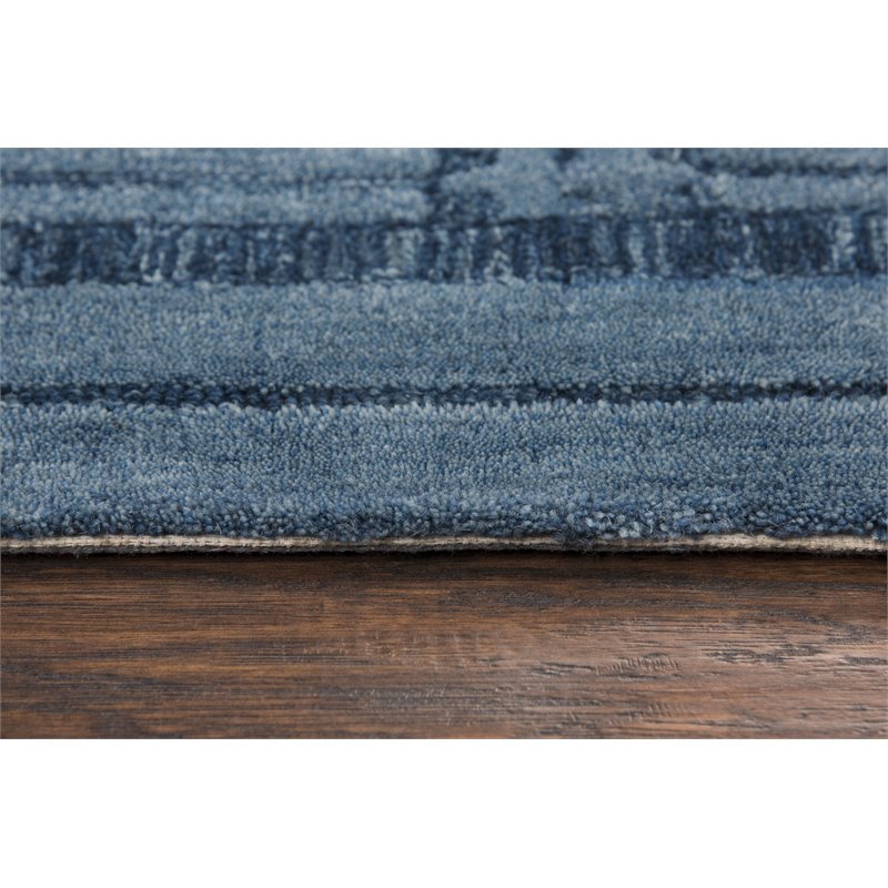 Alora Decor Emerson 9' x 12' Squares Blue/Gray/Rust/Blue Hand-Tufted Area Rug