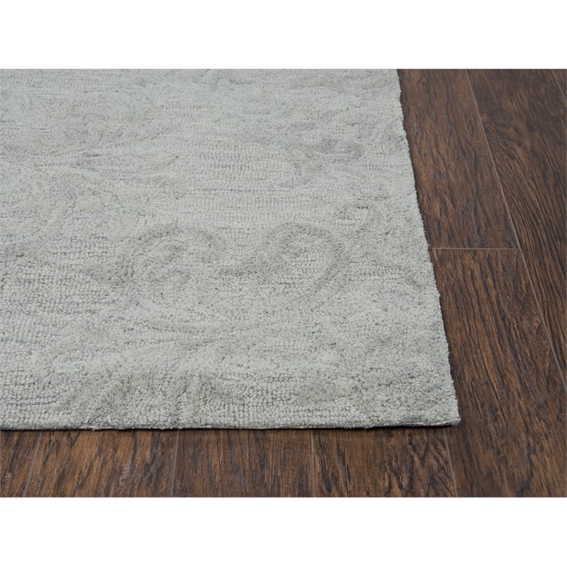 Alora Decor Emerson 9' x 12' Damask Grey/Gray/Rust/Blue Hand-Tufted Area Rug