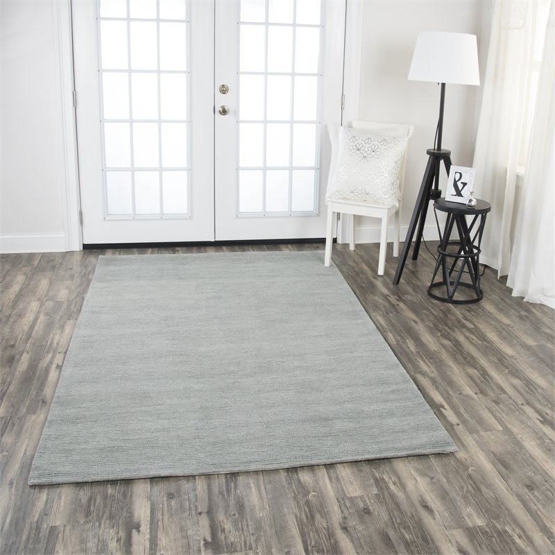Alora Decor Emerson 10' x 13' Solid Grey/Gray/Rust/Blue Hand-Tufted Area Rug
