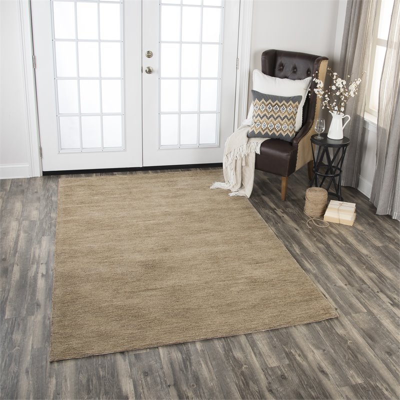 Alora Decor Emerson 9' x 12' Solid Brown/Gray/Rust/Blue Hand-Tufted Area Rug