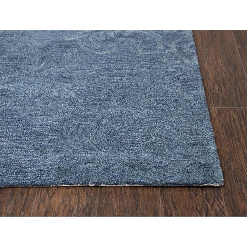 Alora Decor Emerson 9' x 12' Damask Blue/Gray/Rust/Blue Hand-Tufted Area Rug