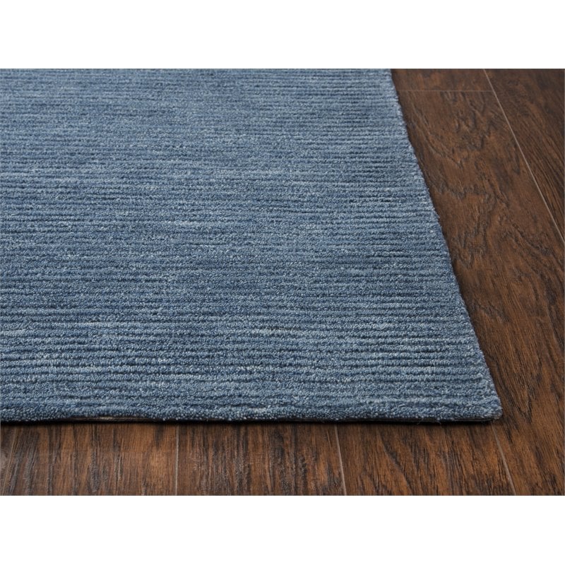 Alora Decor Emerson 9' x 12' Solid Blue/Gray/Rust/Blue Hand-Tufted Area Rug