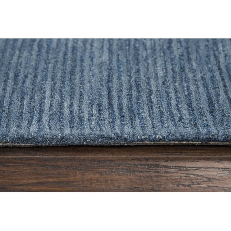 Alora Decor Emerson 9' x 12' Solid Blue/Gray/Rust/Blue Hand-Tufted Area Rug
