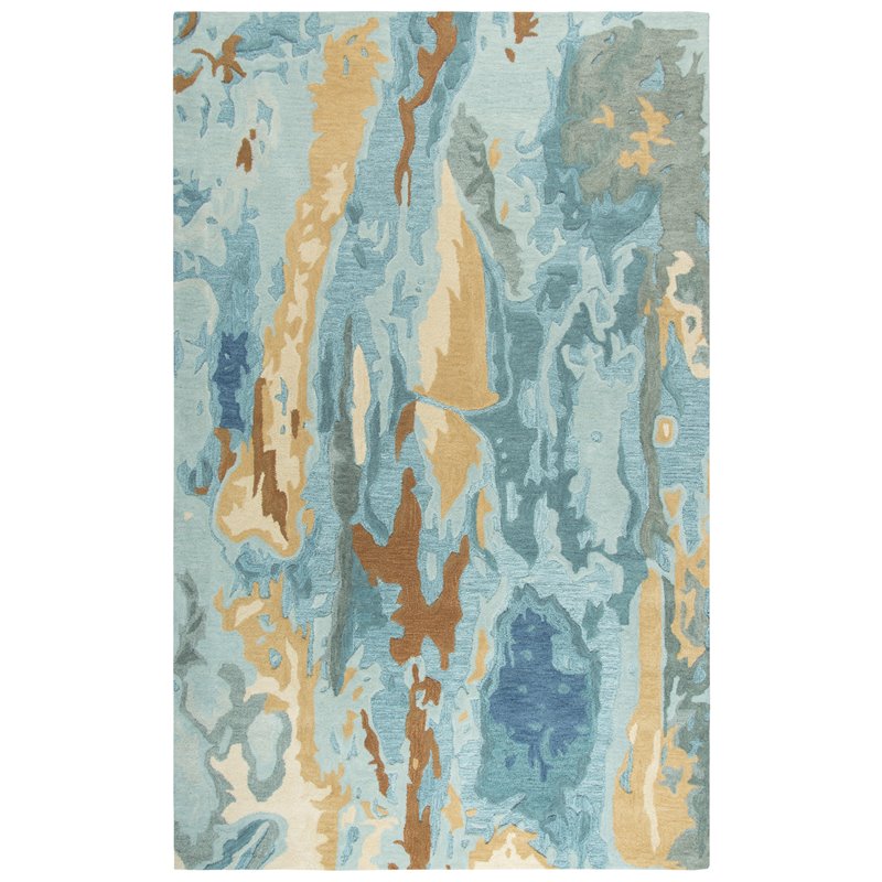 Alora Decor Flare 9' x 12' Abstract Blue/Grey/Teal/Gold Hand-Tufted Area Rug