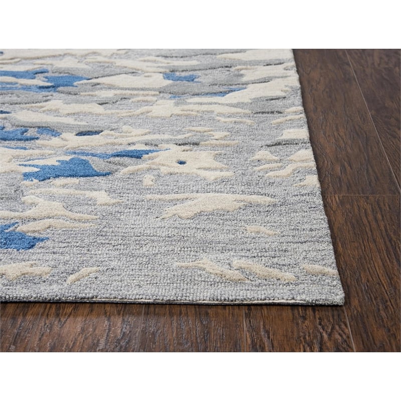Alora Decor Flare 9' x 12' Abstract Blue/Dk Blue/Grey Hand-Tufted Area Rug