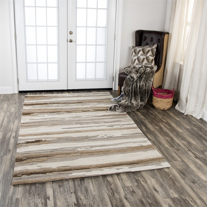 Alora Decor Flare 10' x 13' Abstract Tan/Beige/Brown Hand-Tufted Area Rug