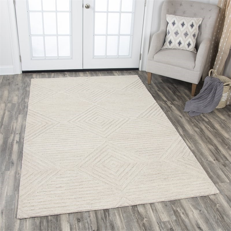 Alora Decor Geneva 10' x 13' Solid Natural/Ivory Hand-Tufted Area Rug