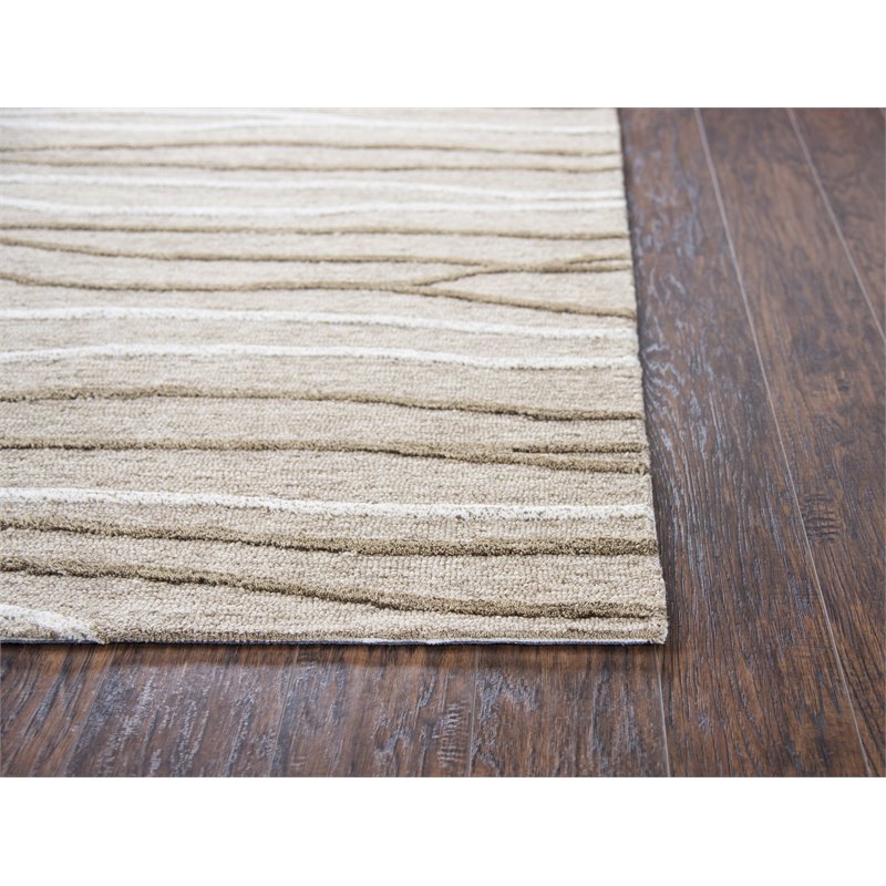 Alora Decor Geneva 10' x 13' Lines Natural/Ivory Hand-Tufted Area Rug
