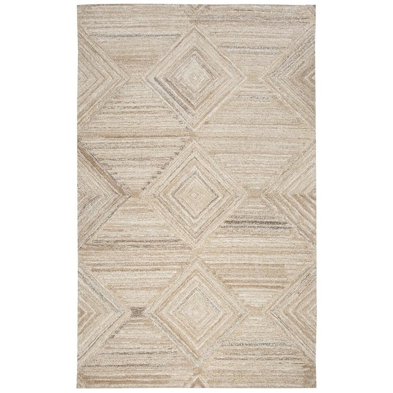 Alora Decor Makalu 10' x 13' Geometric/Solid Ivory /Natural Hand-Tufted Area Rug