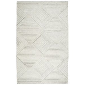 alora decor makalu 10' x 13' geometric/solid ivory /natural hand-tufted area rug