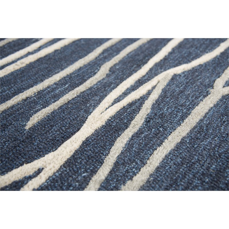 Alora Decor Geneva 9' x 12' Lines Navy/Ivory Hand-Tufted Area Rug