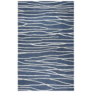 Alora Decor Geneva 9' x 12' Lines Navy/Ivory Hand-Tufted Area Rug