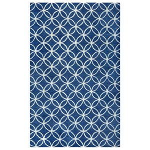 Alora Decor Holland 10' x 14' Geometric Blue/Ivory Hand-Tufted Area Rug