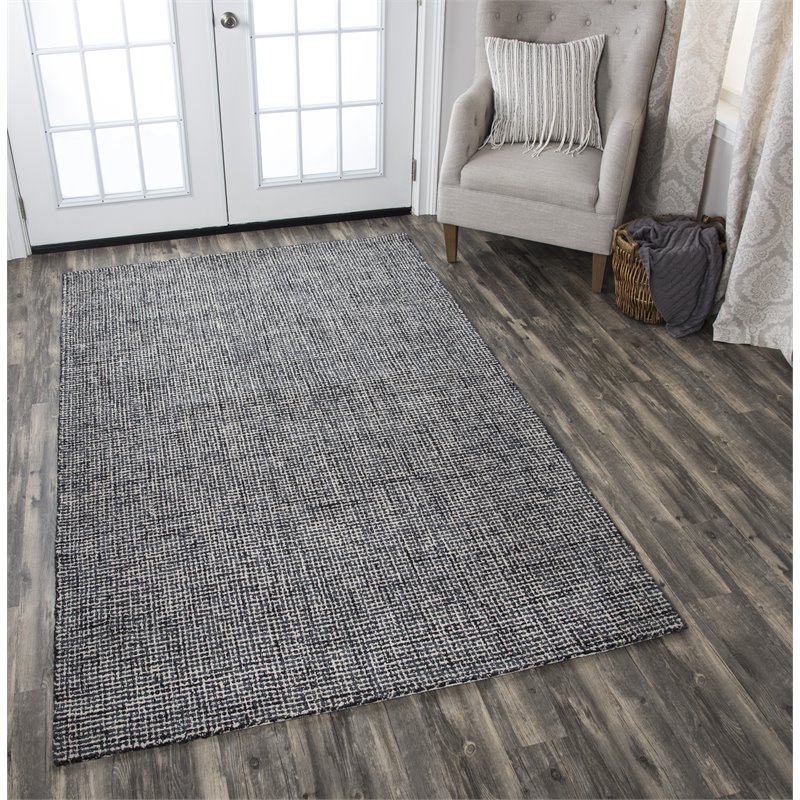 Alora Decor London 9' x 12' Tweed Black/Gray/Rust/Blue Hand-Tufted Area Rug