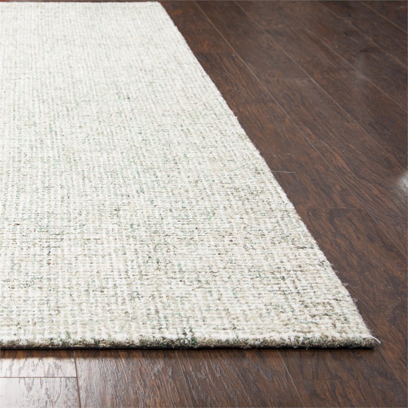 Alora Decor London 9' x 12' Solid Green/Gray/Rust/Blue Hand-Tufted Area Rug