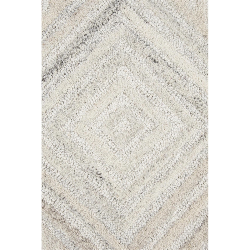 Alora Decor Makalu 9' x 12' Geometric/Solid Ivory /Natural Hand-Tufted Area Rug