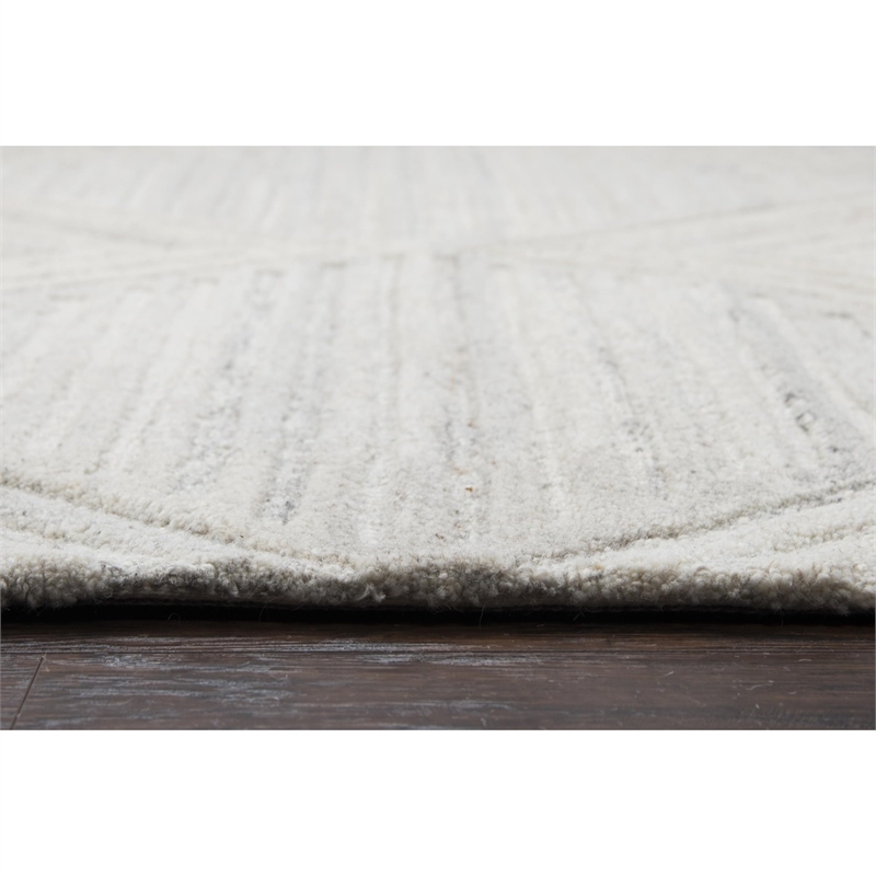 Alora Decor Makalu 9' x 12' Geometric/Solid Ivory /Natural Hand-Tufted Area Rug