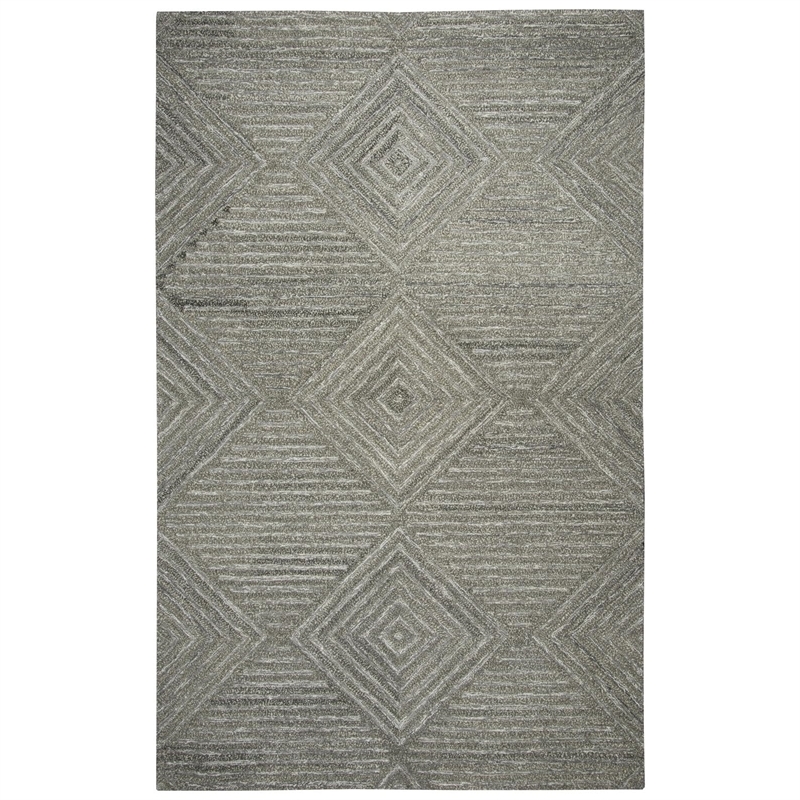 Alora Decor Makalu 9' x 12' Geometric/Solid Ivory /Natural Hand-Tufted Area Rug