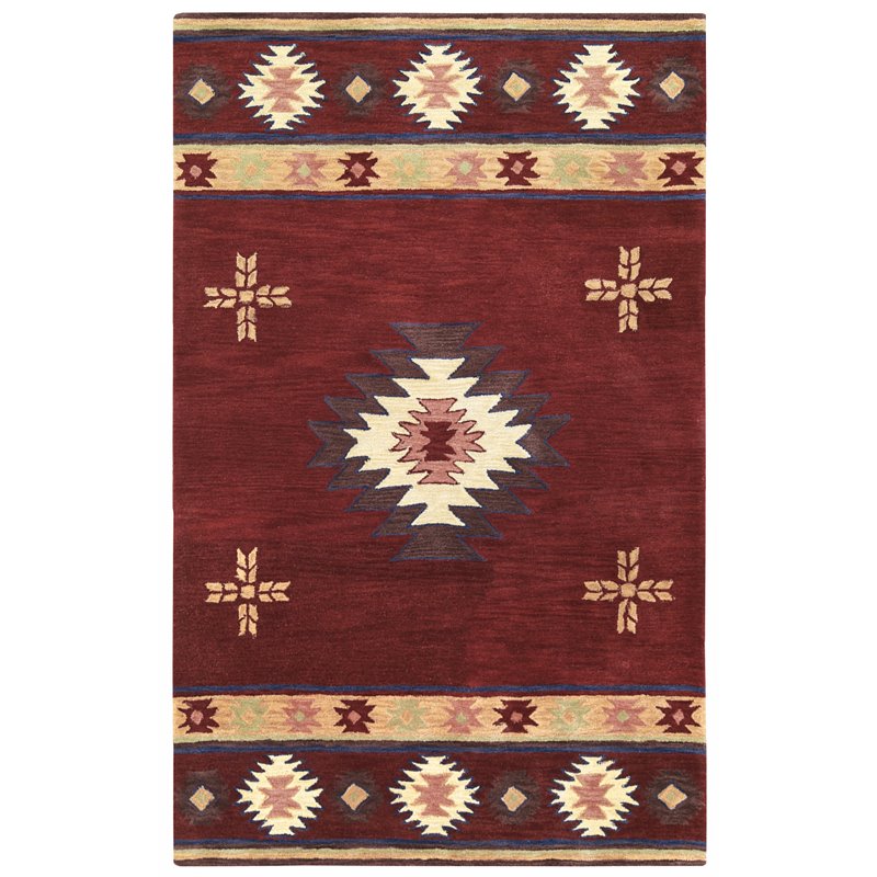 Alora Decor Ryder 10' x 14' Tribal Burgundy/Tan/Sage/Navy Hand-Tufted Rug